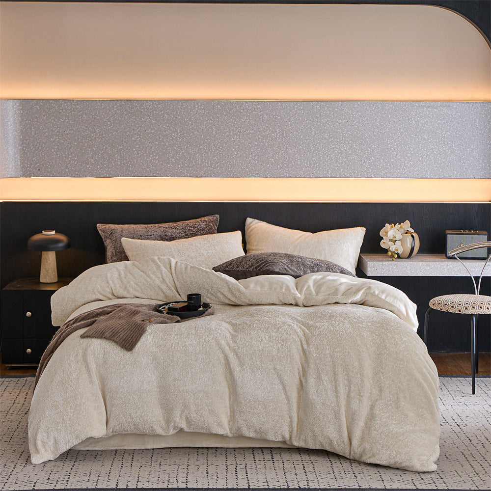 Cozy teddy fleece duvet cover set with plush surface