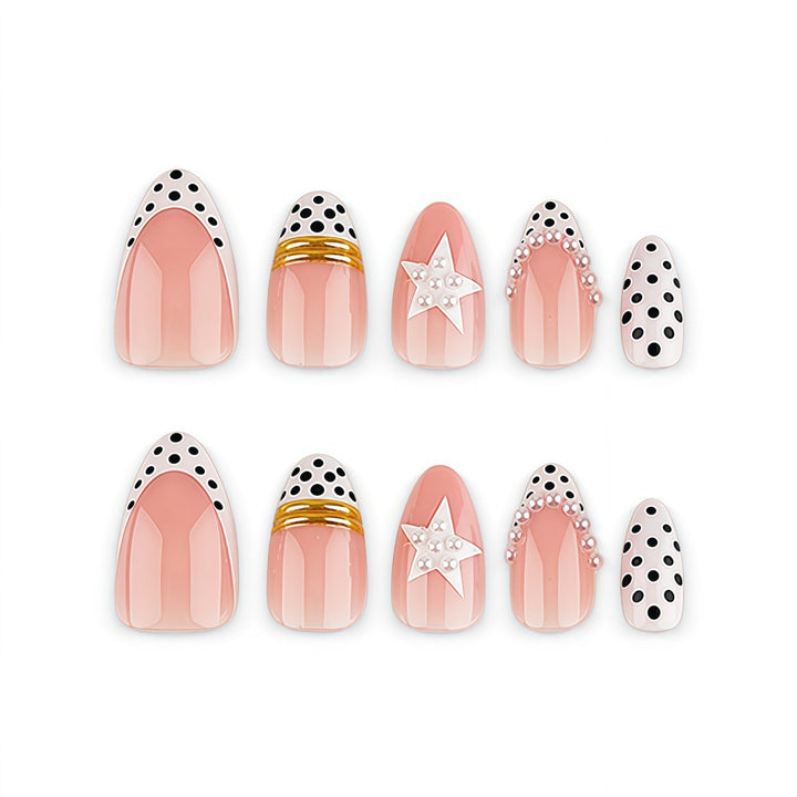 Stylish Star and Dot Design Artificial Nails Stornfield