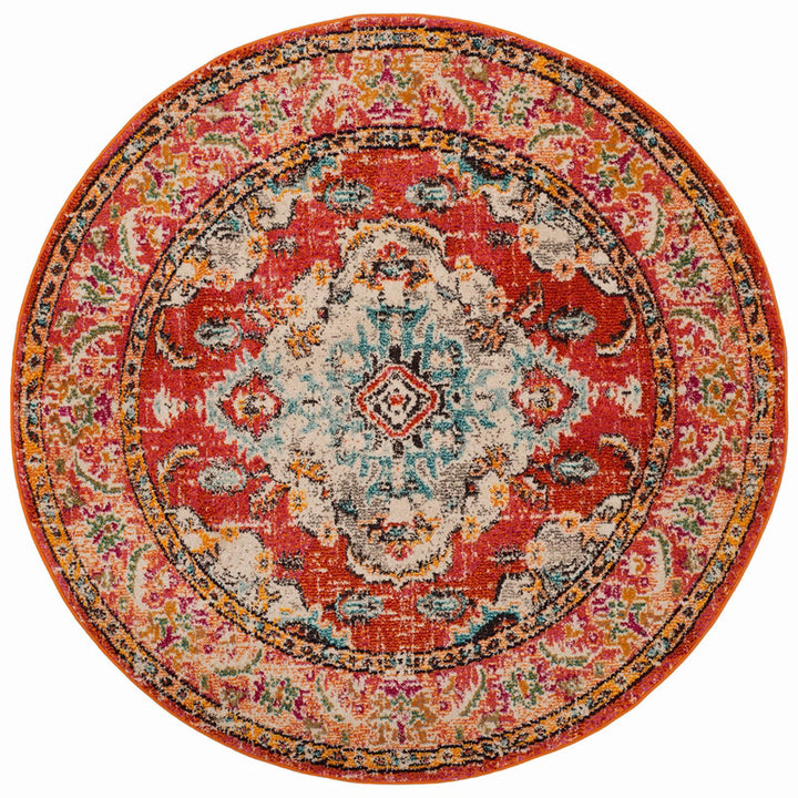 Round Vintage Floral Area Rug