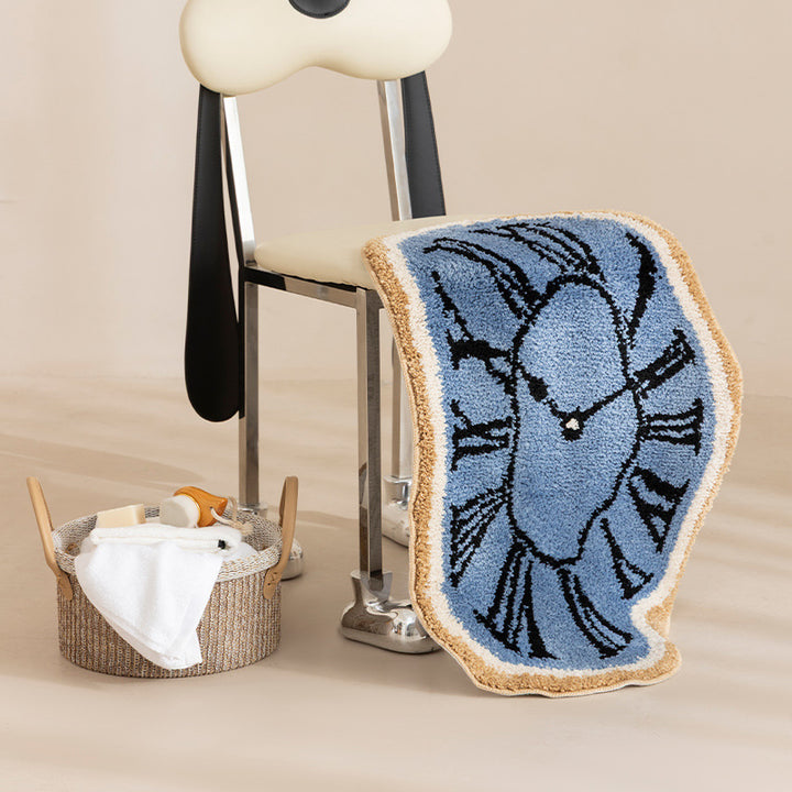 Decorative hand-tufted rug mat in organic clock shape Stornfield