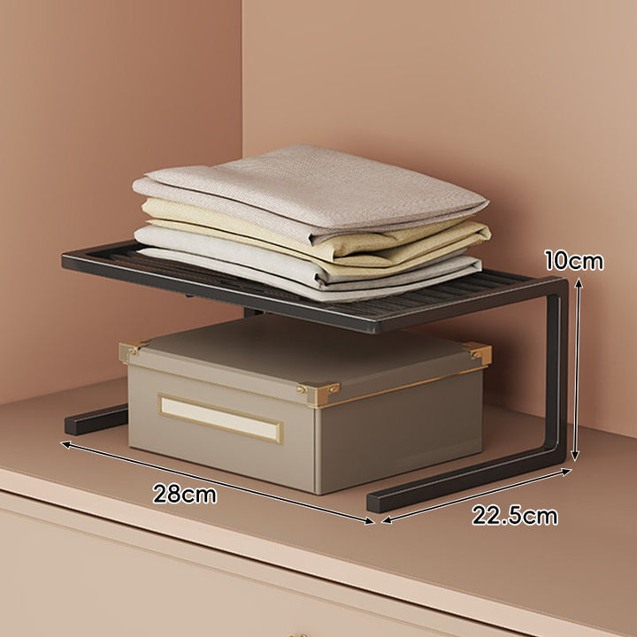 Low-Profile Ventilated Metal Shelf Riser Organizer for Closet and Countertop