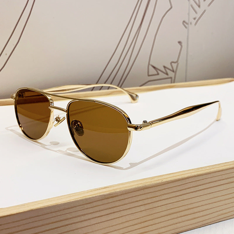 Ladies fashionable pilot sunglasses with elegant gold frame Stornfield