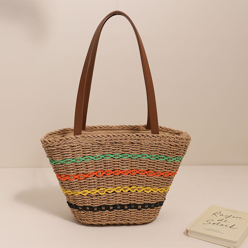 Trendy Straw Bag with Colorful Details Stornfield
