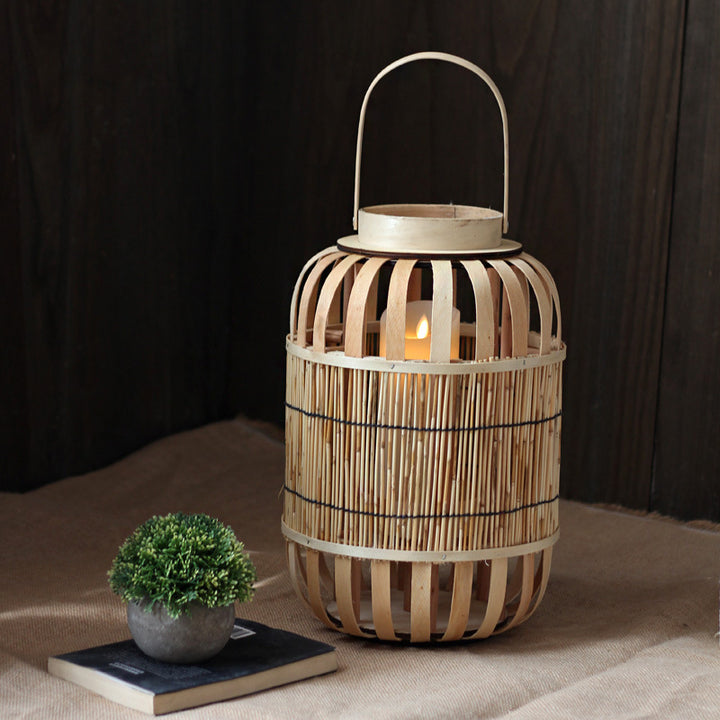 Handcrafted lantern made of bamboo and metal Stornfield