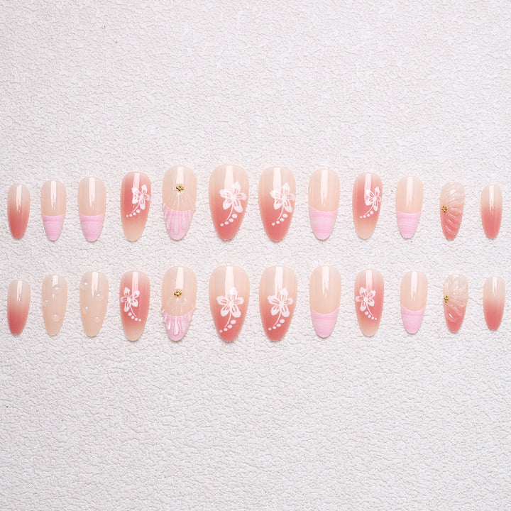 Artificial Nail Set with Floral Designs and 3D Decorations Stornfield