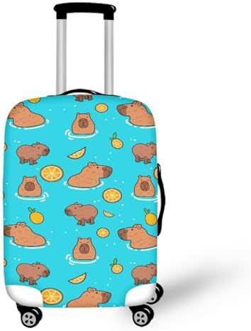 Unisex nano elastic suitcase cover with horse and sunflower motif, stretchable stretch protection for hard shell trolley with zipper Stornfield