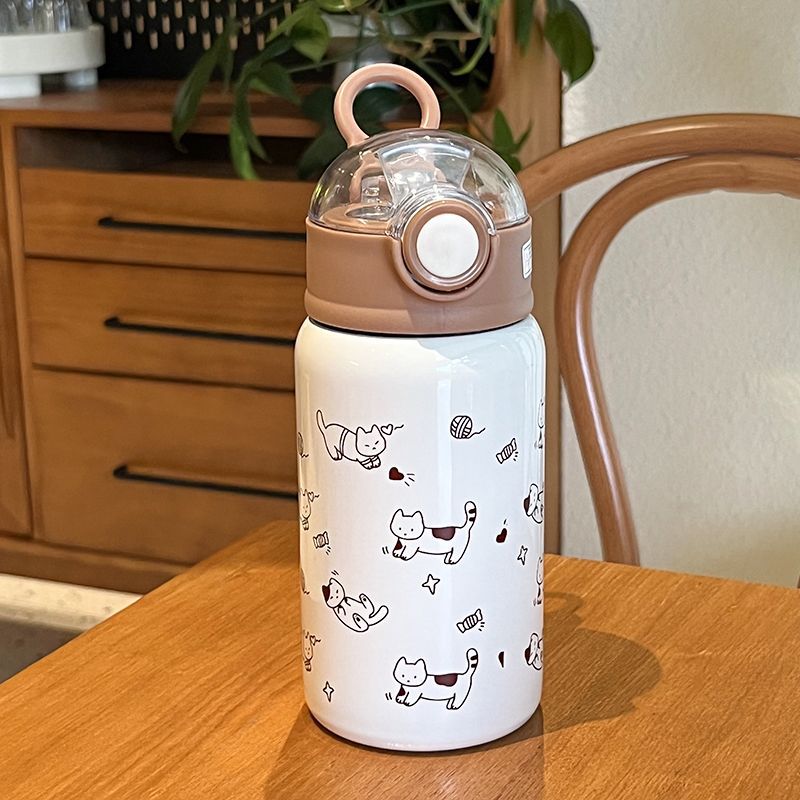 Unisex water bottle Stornfield with funny cat pattern and practical lid