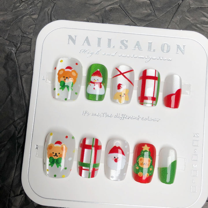 Stylish Festive Christmas-Themed Press-On Nail Set