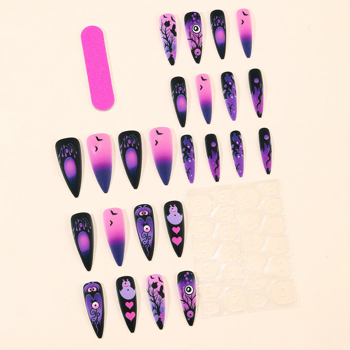 Gothic Halloween-Inspired Stiletto Nail Art Extensions Stornfield