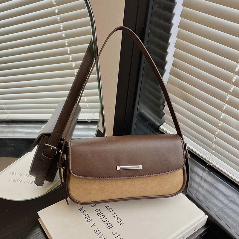 Suede and Leather Shoulder Bag