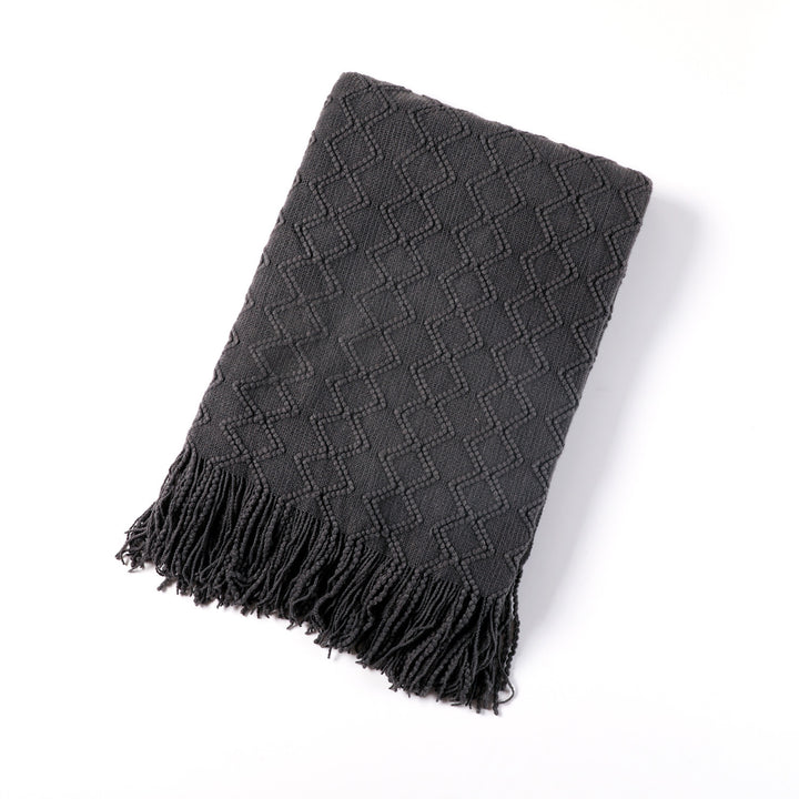 Ladies elegant and cozy knitted blanket with fringes Stornfield