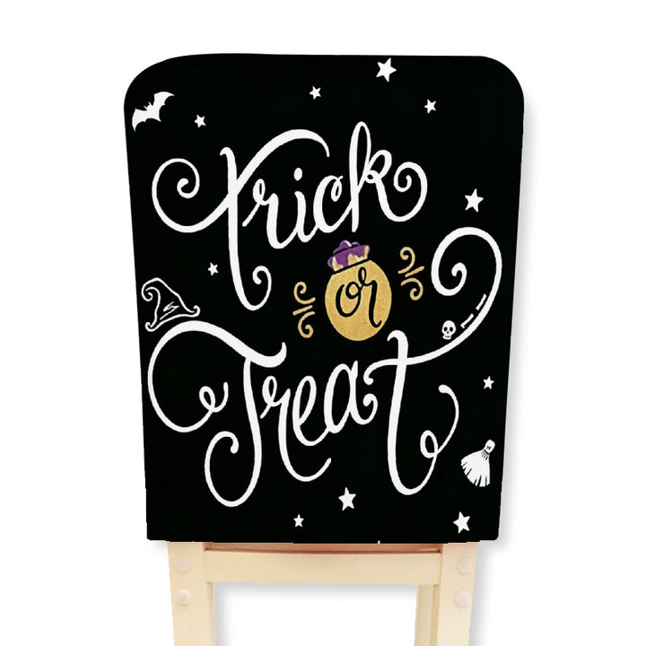 Stretch chair cover for dining chairs with Halloween witch print