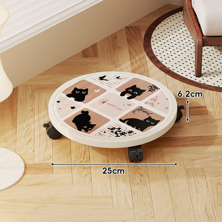 Decorative Round Plant Caster Dolly with Lockable Swivel Wheels