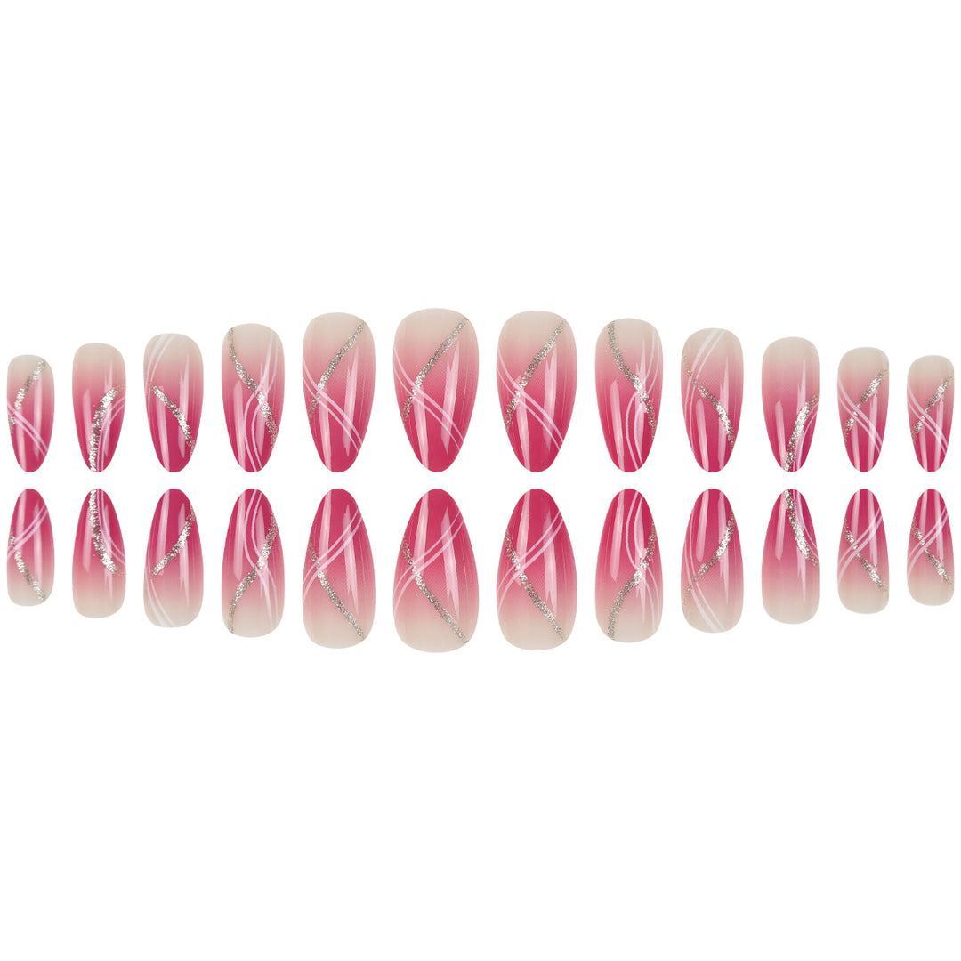 Elegant Stiletto Press-On Nail Art Set with Glitter Accents Stornfield