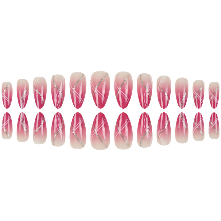 Elegant Stiletto Press-On Nail Art Set with Glitter Accents Stornfield