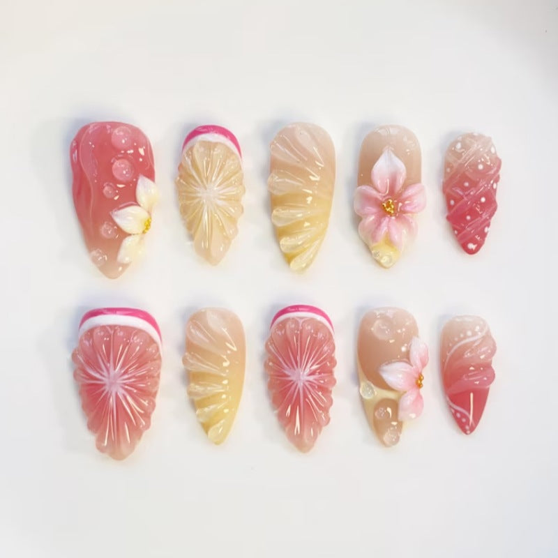 Nature-Themed Artistic Press-On Nail Set Stornfield