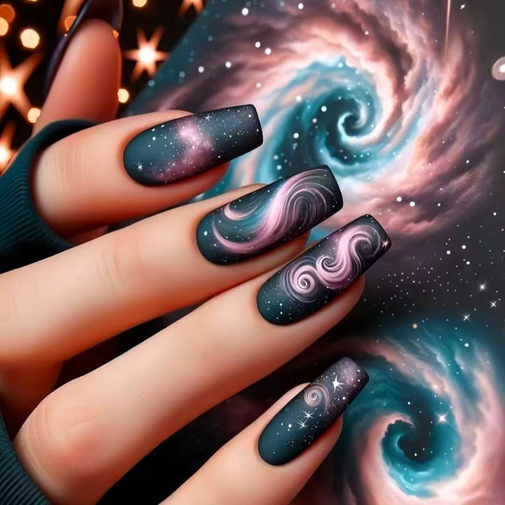 Galaxy-Themed Press-On Nail Extensions Stornfield
