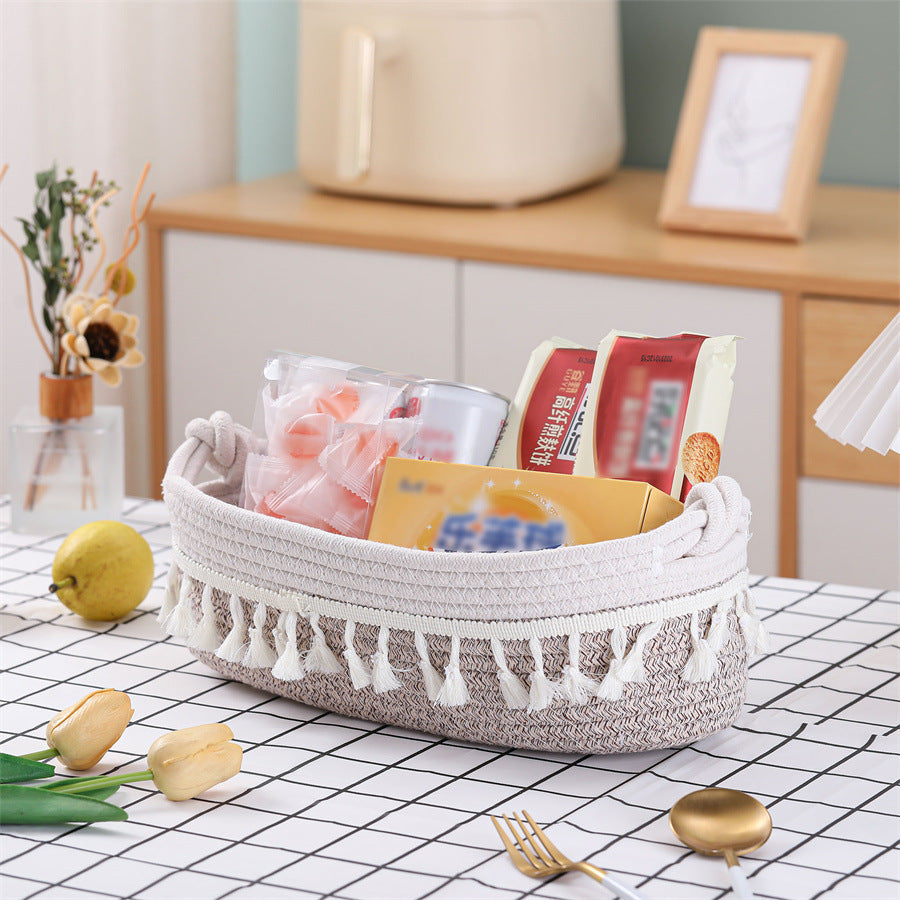 Women Versatile Storage Basket with Tassel Decoration Stornfield