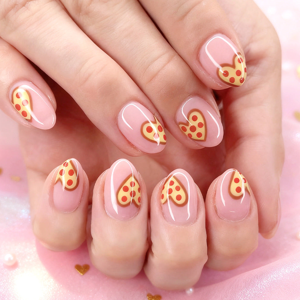 Whimsical Pizza Heart Press-On Nail Art Stornfield