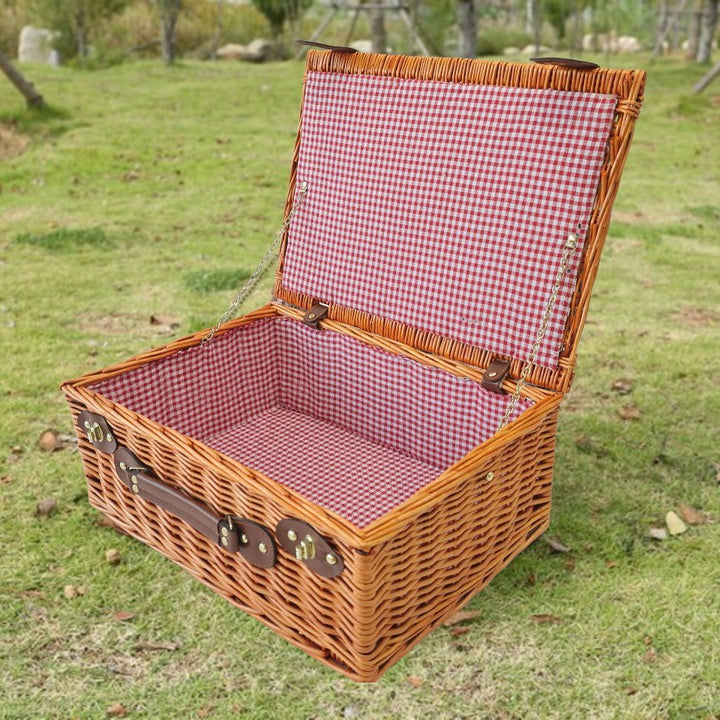 Ladies picnic basket with removable compartments and stylish checkered fabric Stornfield