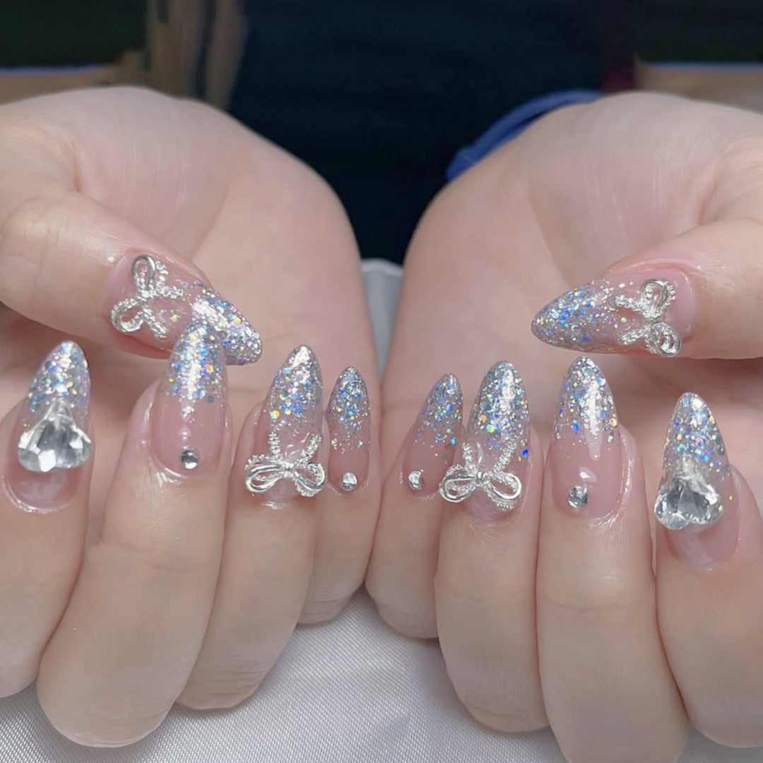 Glittering Rhinestone Accent Nail Art Extensions Stornfield