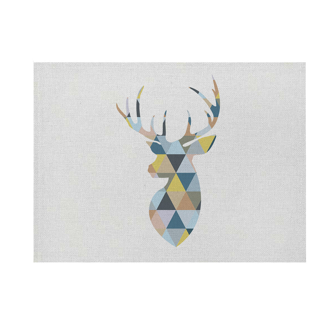 Modern Geometric Linen-Texture Canvas Wall Art Print