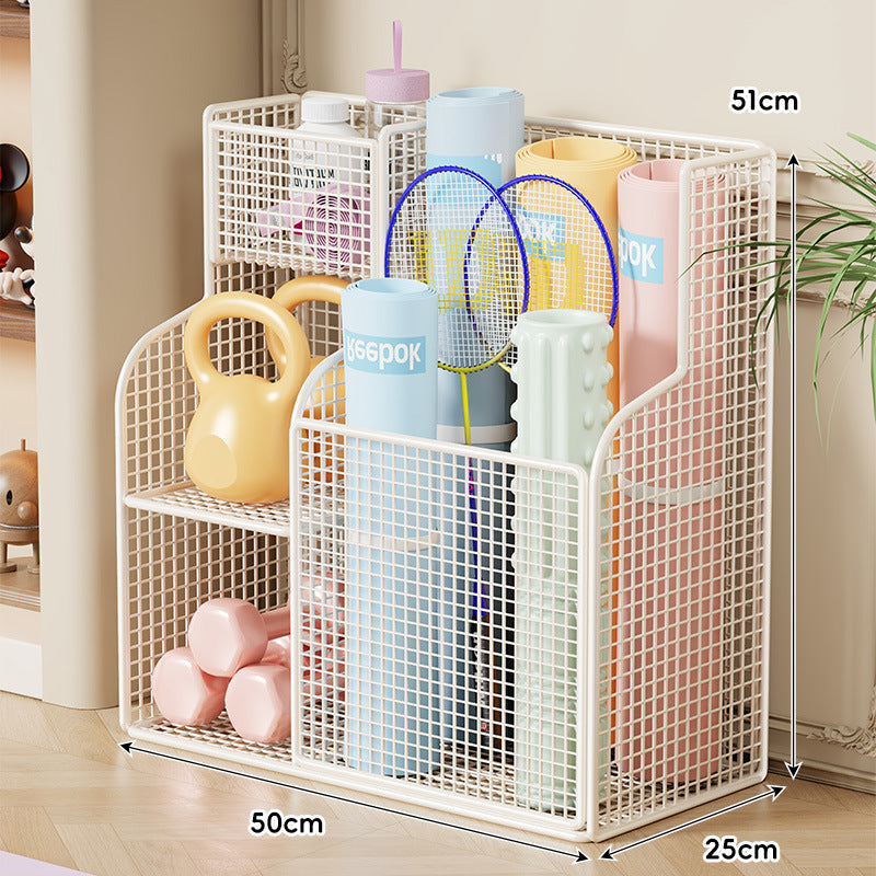 Compact Over-Cabinet Hanging Wire Grid Storage Basket with Dual Hooks