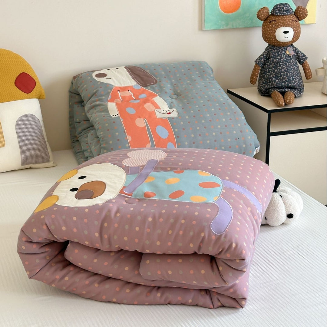 Reversible Duvet Cover Set with Appliqué Bunny Corner and Brushed Microfiber