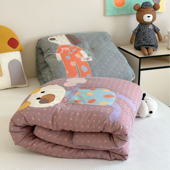 Reversible Duvet Cover Set with Appliqué Bunny Corner and Brushed Microfiber