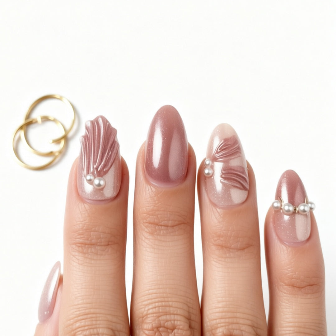 Elegant Detailed Press-On Nail Set with Stylish Accents Stornfield