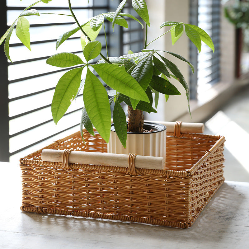 Unisex Practical Storage Basket with Wooden Handles Stornfield