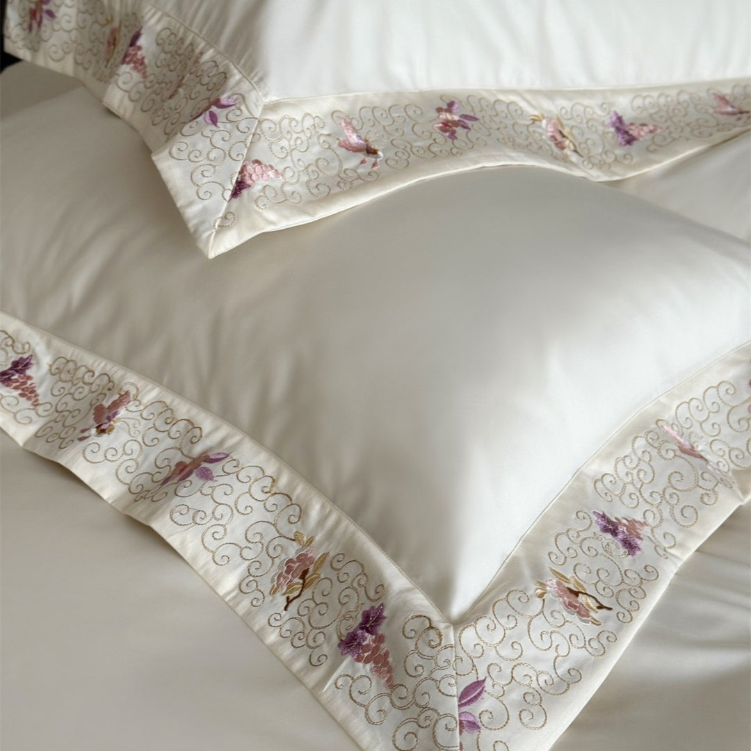 Silky Sateen Embroidered Duvet Cover Set