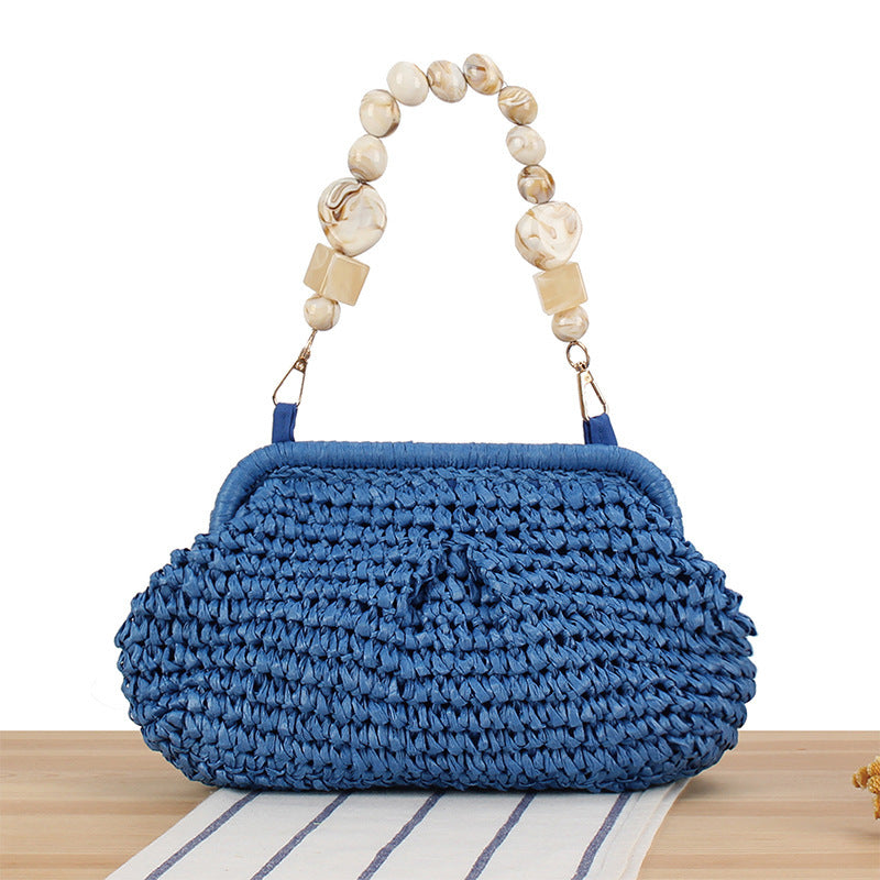 Basket bag with elegant wooden bead embellishments Stornfield