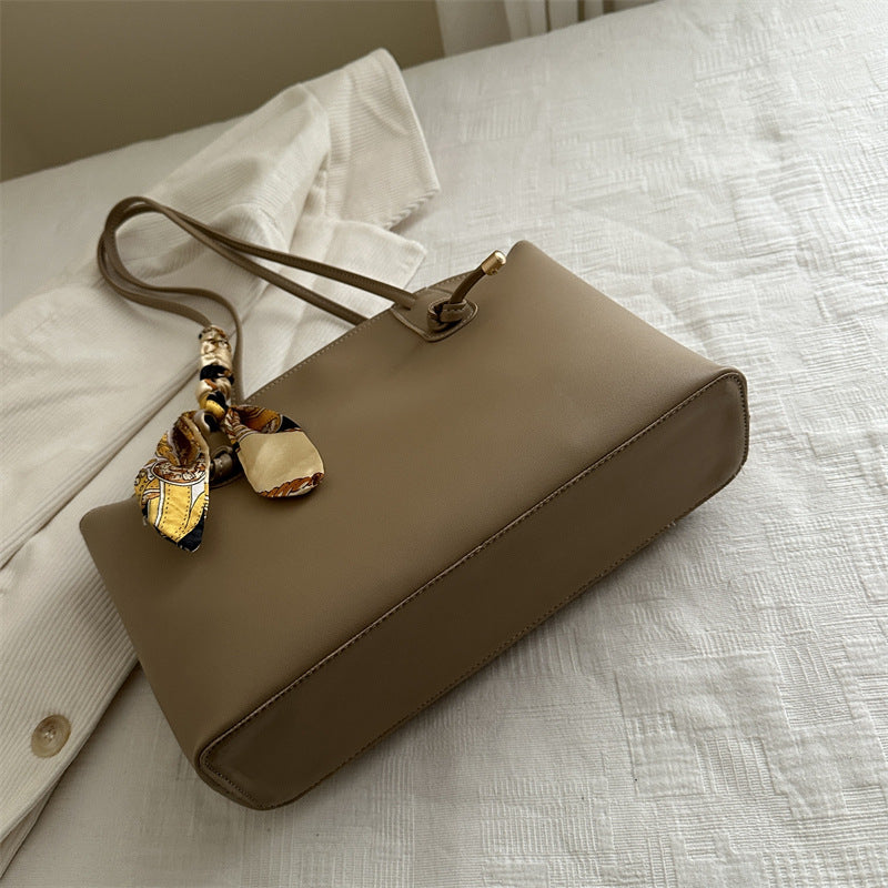 Elegant Scarf-Accent Tote Bag