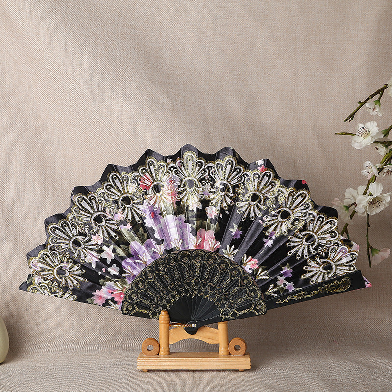 Ladies Elegant Hand Fan with Intricate Floral Patterns Stornfield