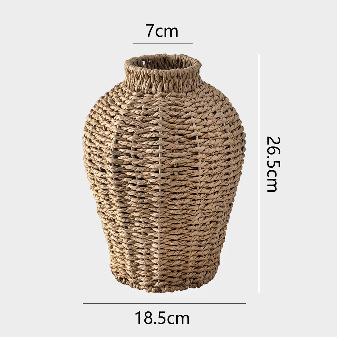 Decorative basket vase made of woven natural material Stornfield