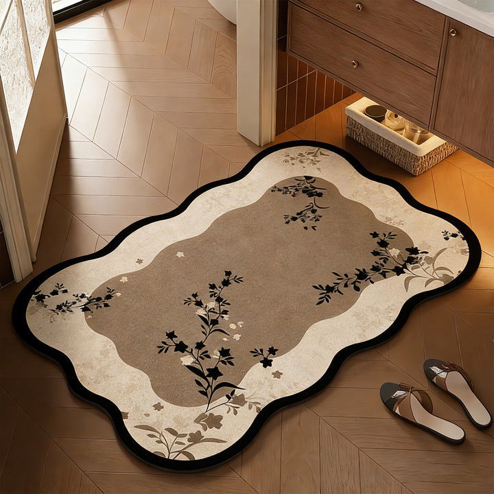 Floral-Themed Bathroom Mat