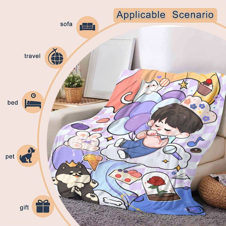 Cartoon Print Fleece Blanket
