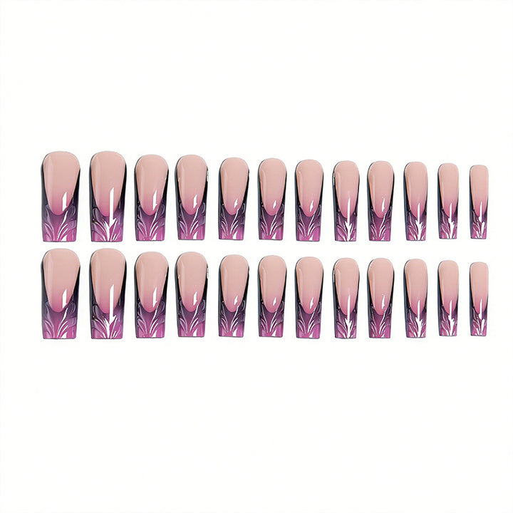 Artificial nail set with elegant 3D leaf design Stornfield