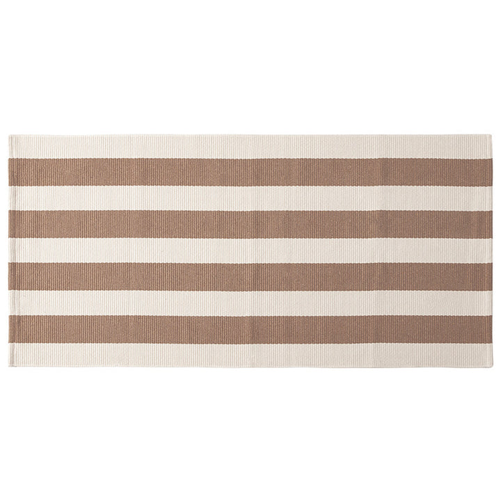 Flat woven runner for living and dining room with modern stripe pattern