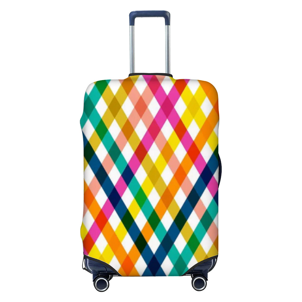 Unisex nan elastic luggage cover with geometric design, stretchable polyester-spandex fabric, zipper opening and non-slip inner securement for trolley Stornfield