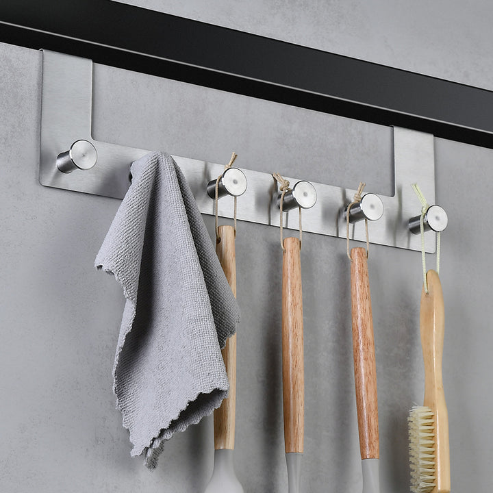 Wall-mounted stainless steel coat rack with five hooks Stornfield