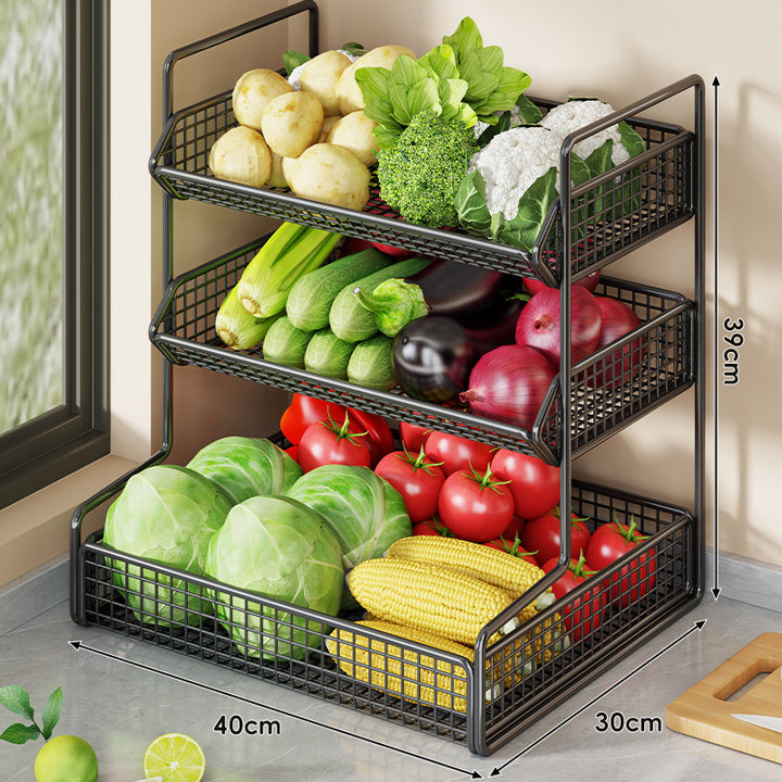 Multi-Tier Wire Mesh Kitchen Pantry Storage Organizer Rack