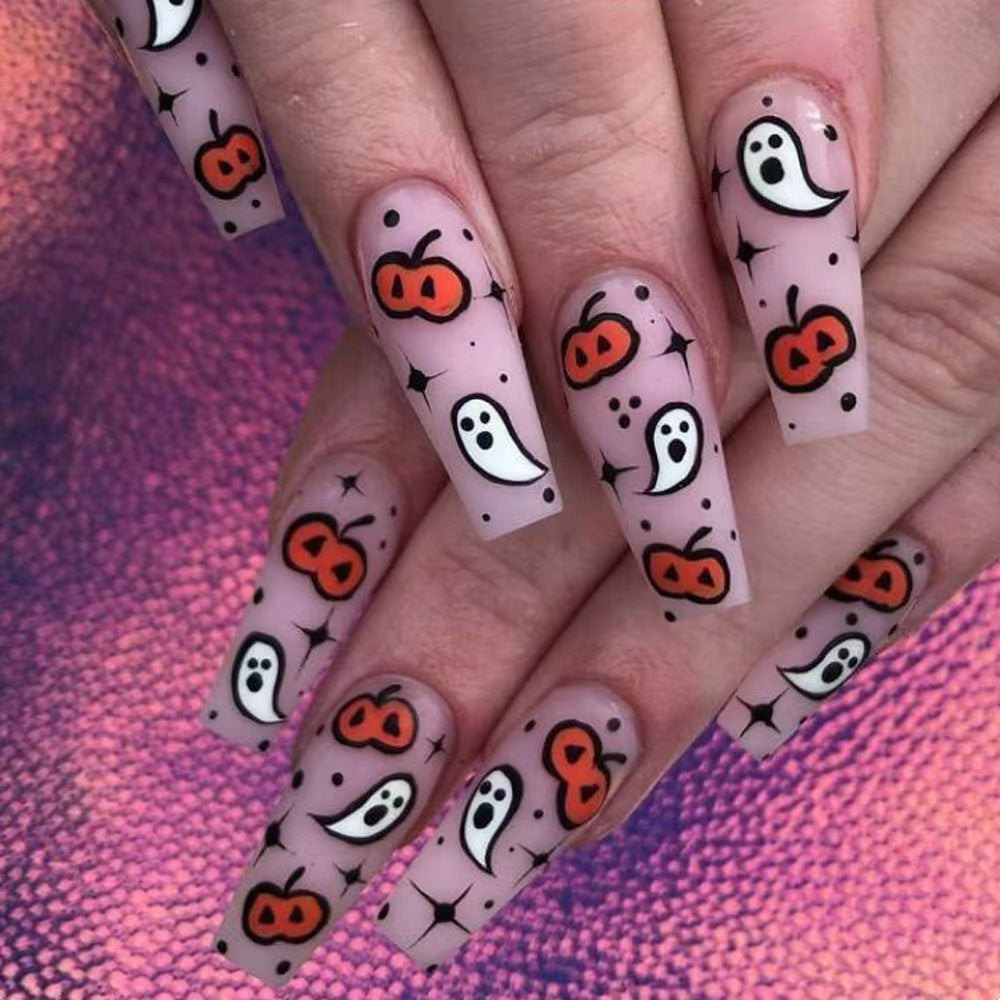 Artificial nails with creative Halloween design