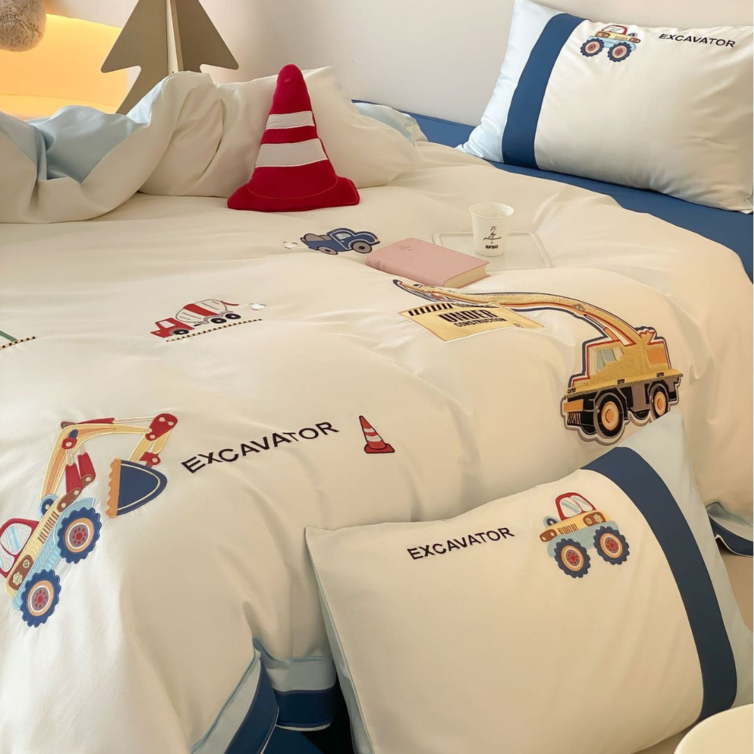 Kids Construction-Themed Cotton Duvet Cover Set