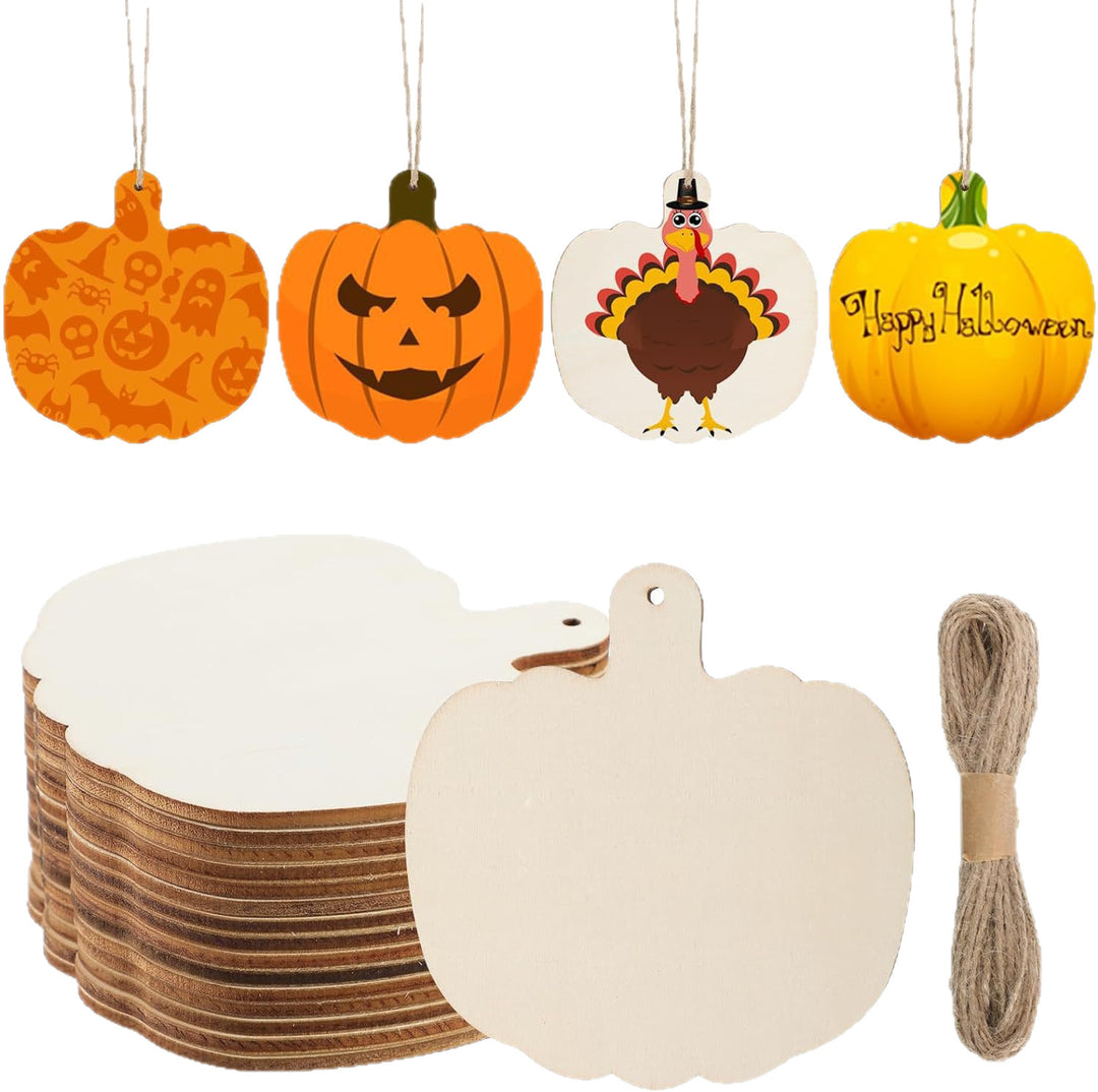 Multi-piece pumpkin-shaped wooden pendant craft set for painting