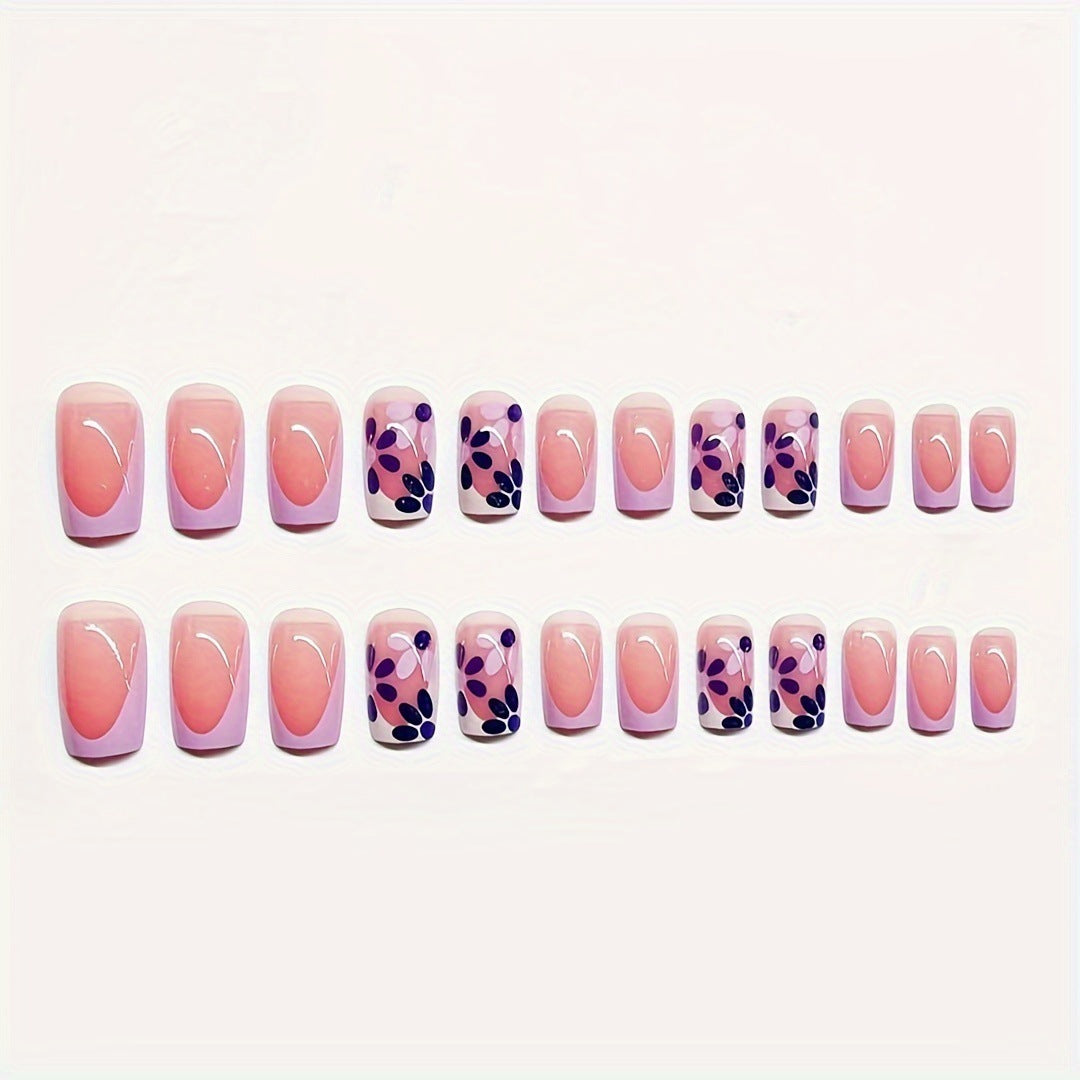 Decorative Press-On Nail Art Set with Floral Design Stornfield