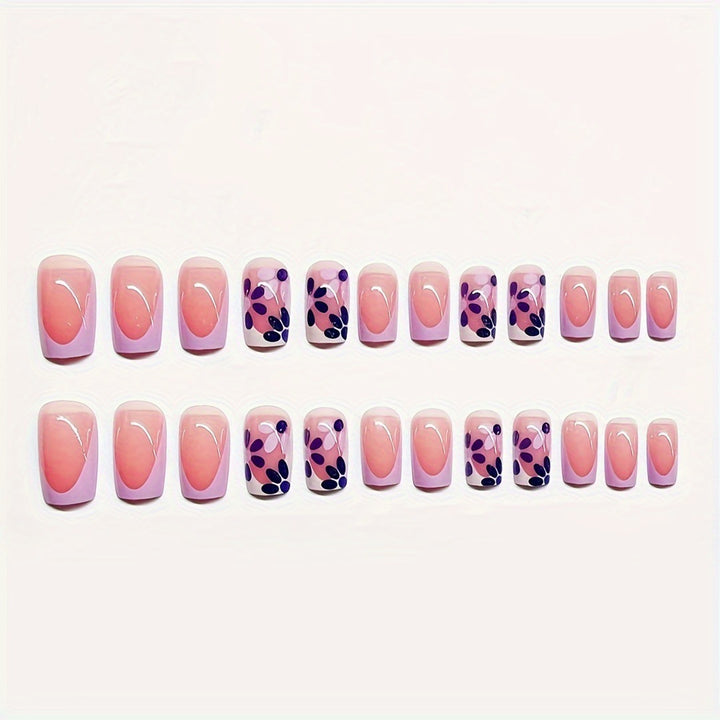Decorative Press-On Nail Art Set with Floral Design Stornfield