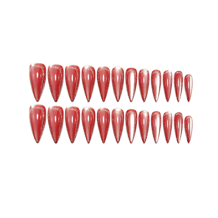 Glamorous Stiletto Artificial Nails with Metallic Edge Stornfield