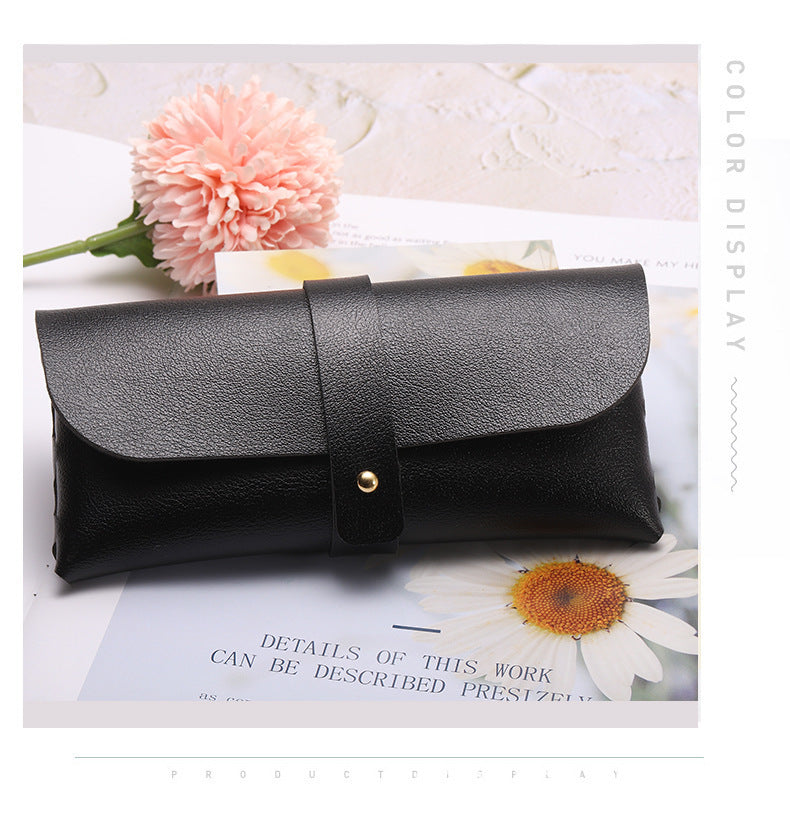 Unisex glasses case made of high-quality leather with button-crafted closure Stornfield
